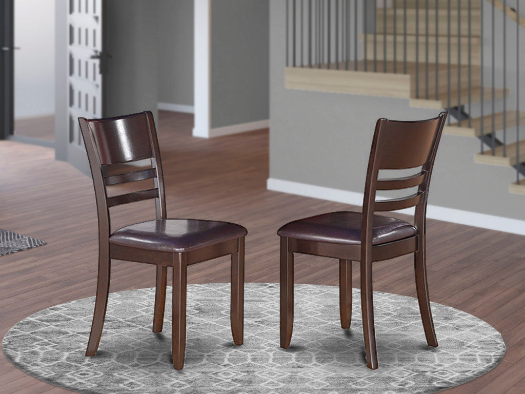 Delectable LYC-CQK-QN Dining Ensemble Set of 2 Faux Leather Wooden Seats in Cappuccino