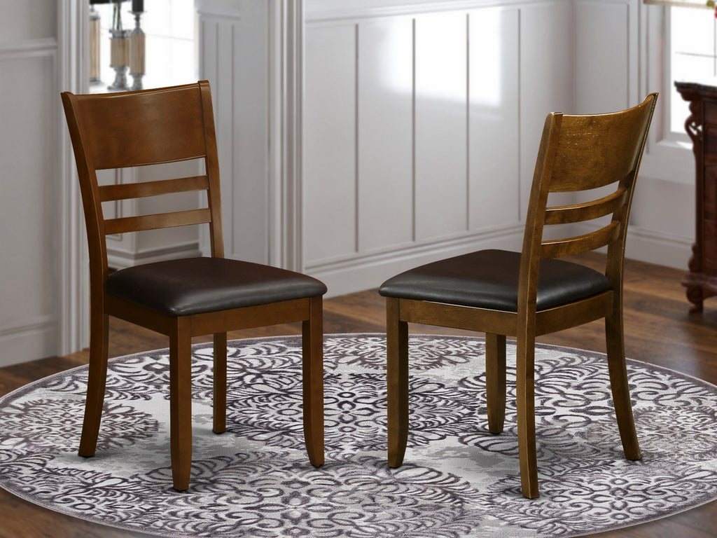 LYC-ENX-UZ Lynfield Set of 2 Espresso Wooden Upholstered Dining Chairs with Faux Leather