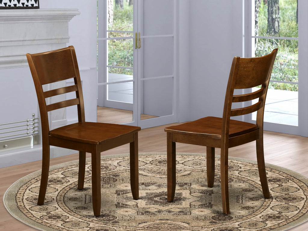 Compact Dining Set LYC-EV2-3 Ladder Back Wood Seat Chairs for Kitchen - Set of 2, Espresso