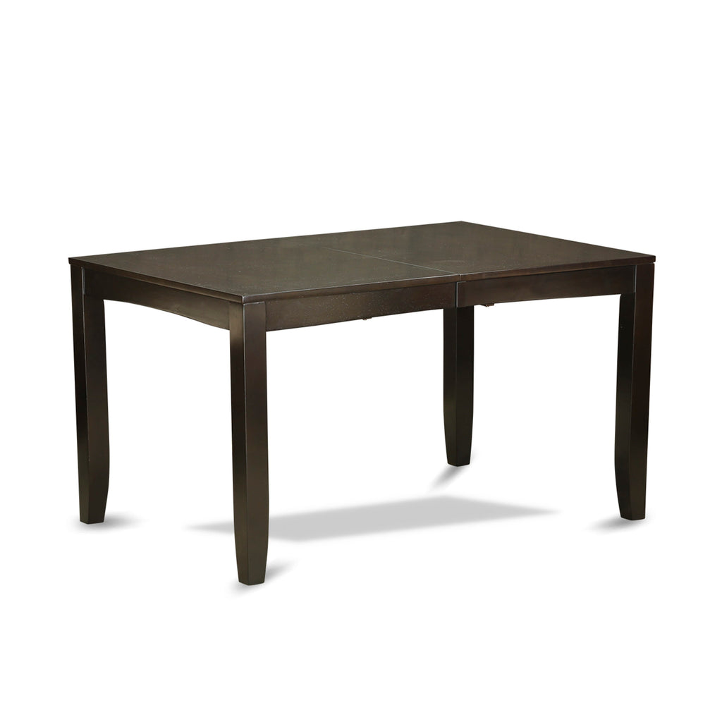 LYPF7-IVY-0 7-Piece Dining Ensemble with Butterfly Leaf Table & 6 Upholstered Chairs, 36x66 In, Brown