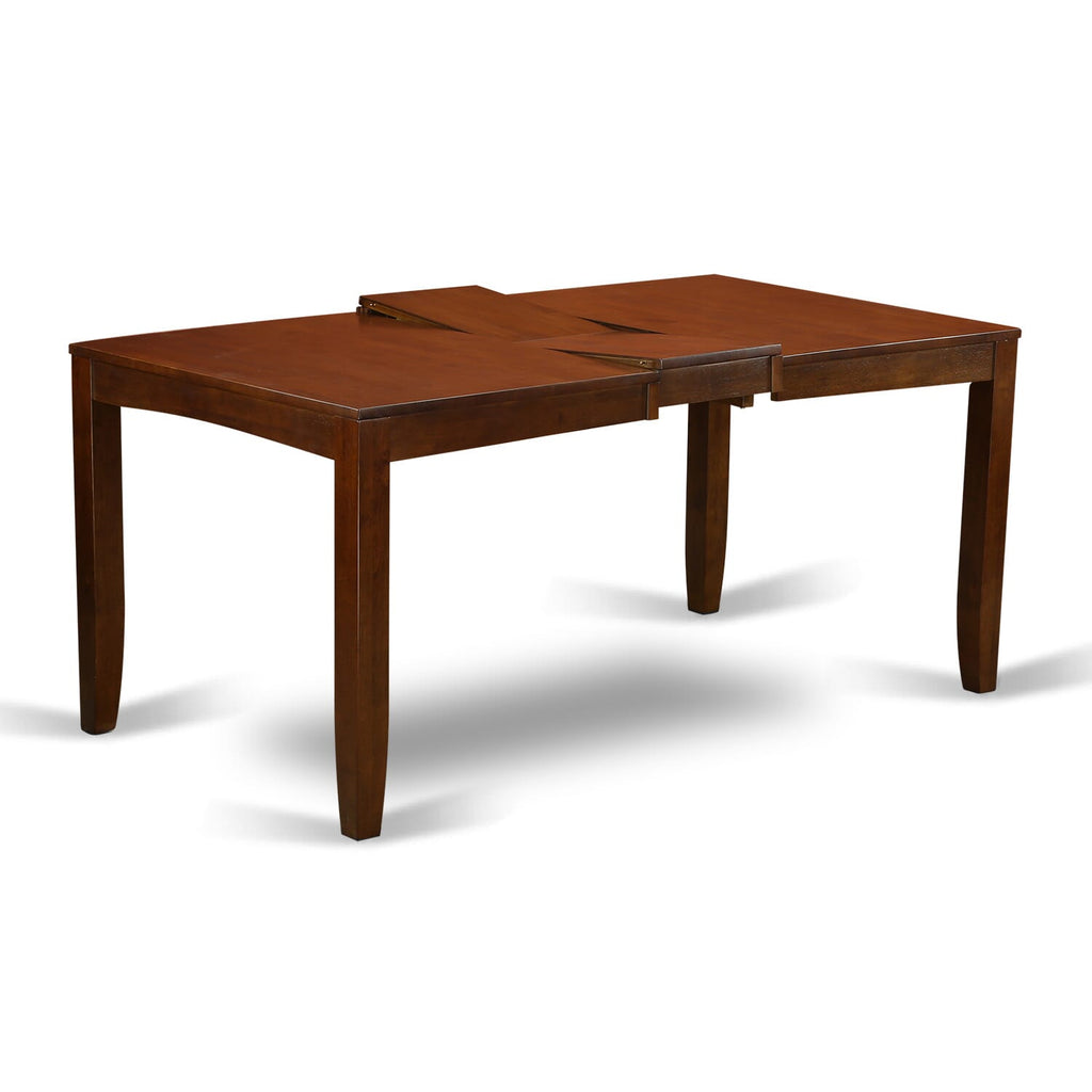 Espresso Dining Set LYFD6-4BO-9D Rectangular Table, 4 Chairs & Bench, with Butterfly Leaf, 6 piece Set
