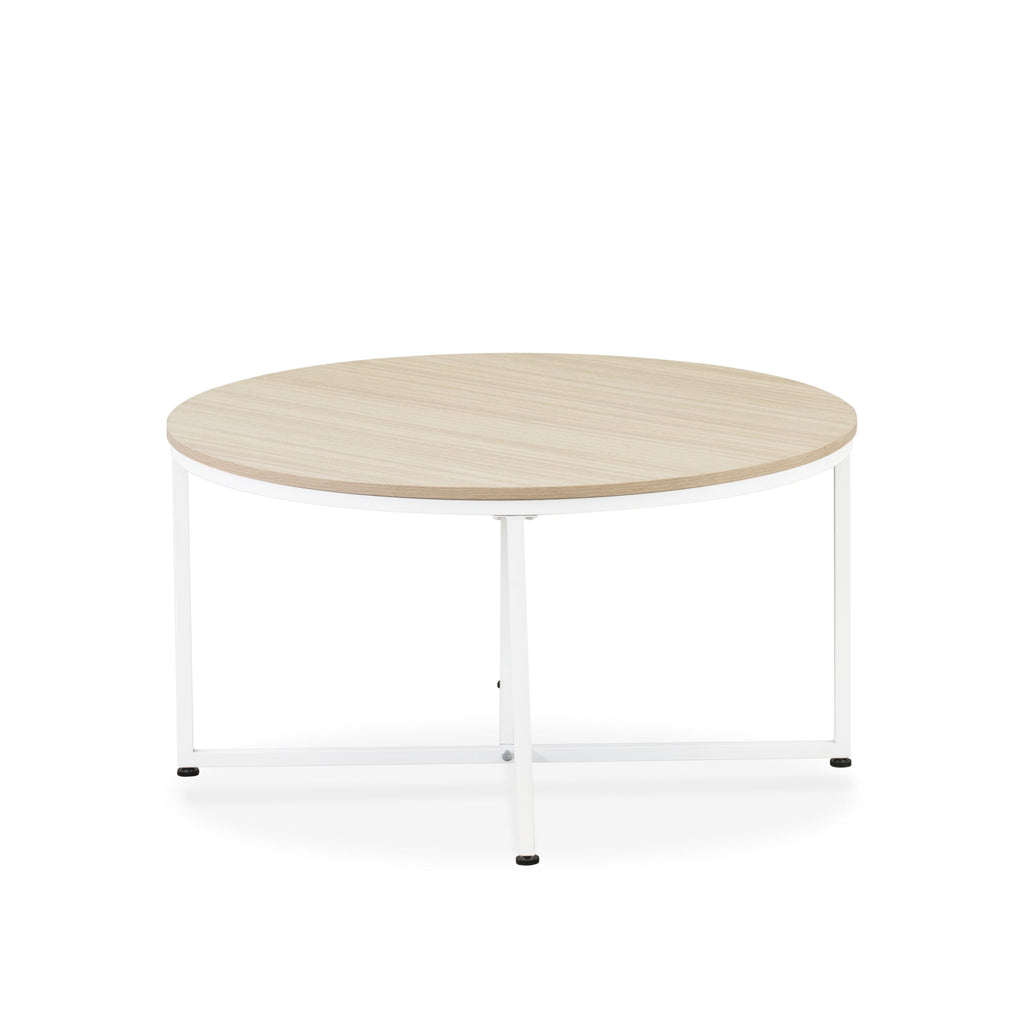 MDCTWYN Madison Round Center Table with White Powder Frame and Laminate Top, 35 Inch