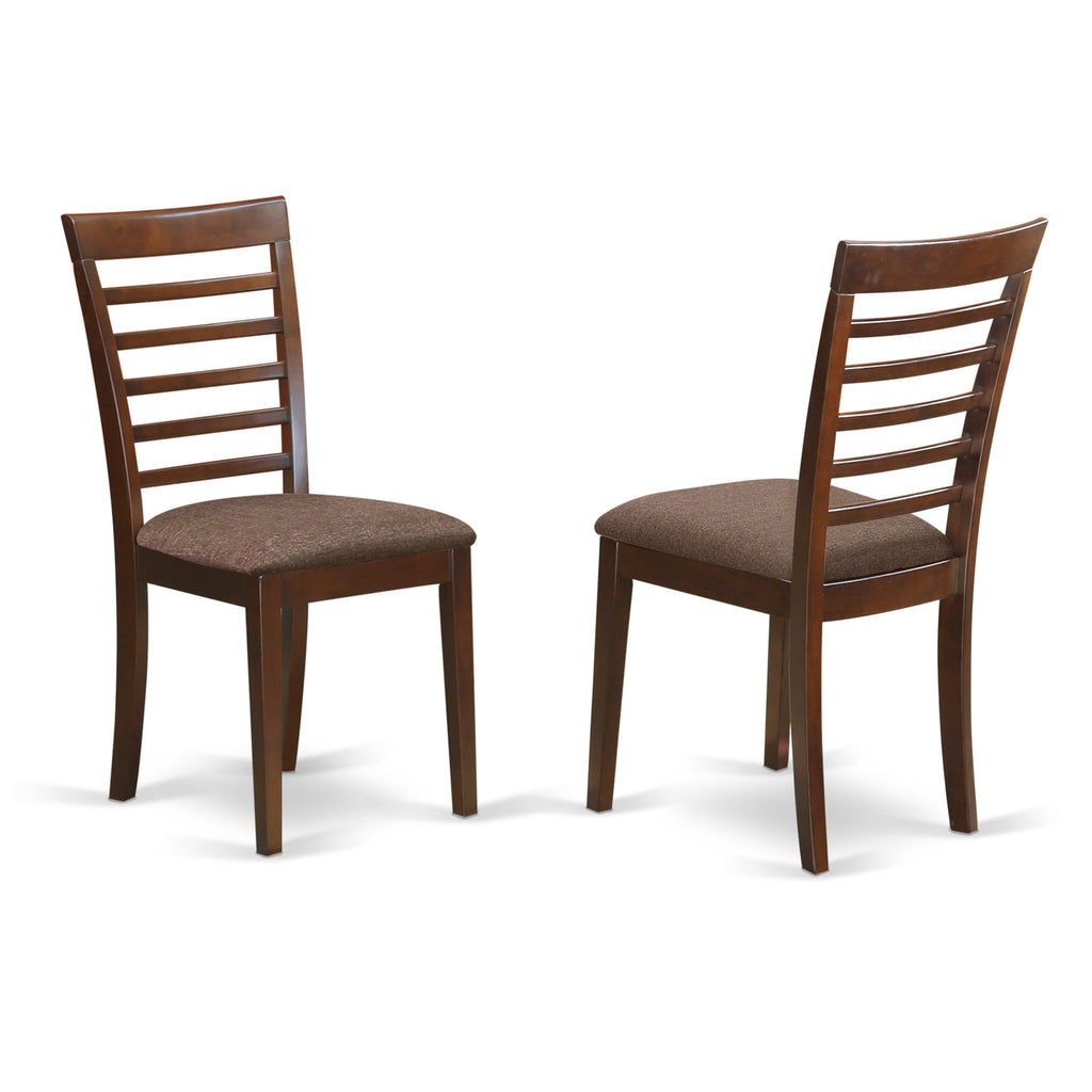 Sophisticated Milan MLC-MPY-R Dining Set - Mahogany Linen-Fabric Wood Chairs for Elegant Dining 2-Piece