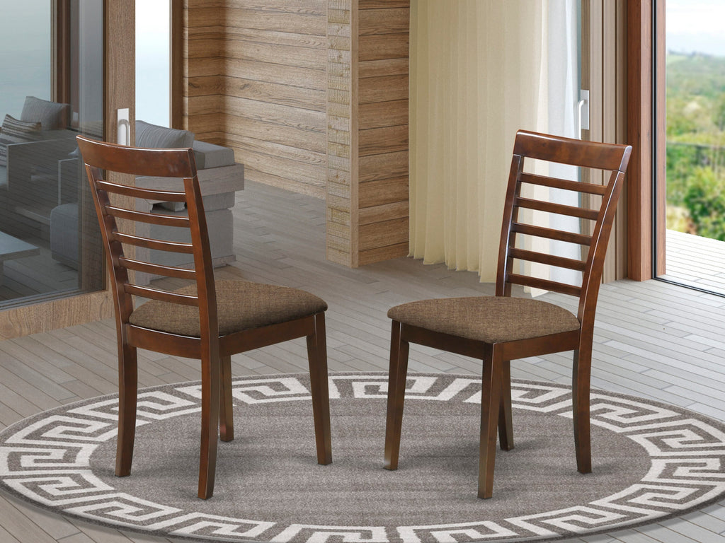 Sophisticated Milan MLC-MPY-R Dining Set - Mahogany Linen-Fabric Wood Chairs for Elegant Dining 2-Piece