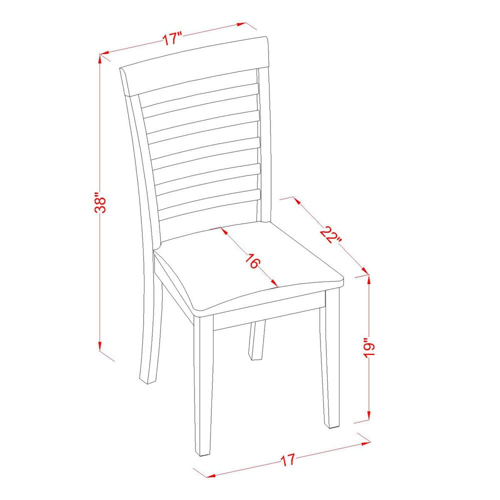 MLC-MIR-6N Elegant Mahogany Dining Chairs Faux Leather Upholstery, Set of 2 Wood Frame