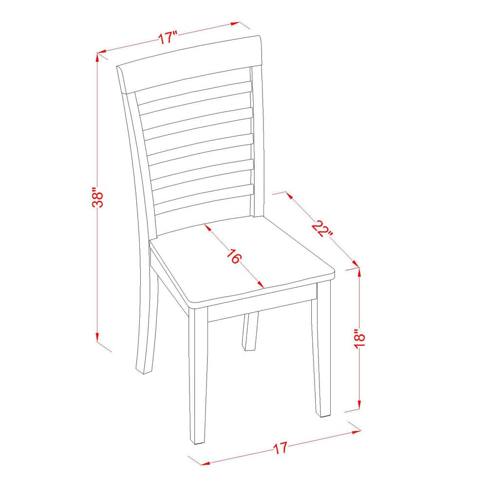 Elegant Ladder Back Chairs MLC-MFI-3 in Mahogany Finish for Dining, Set of 2
