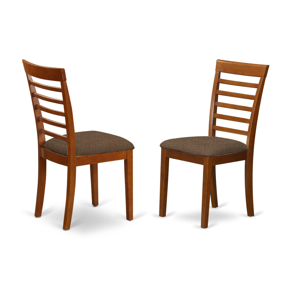 PSML5-UAR-O 
Contemporary Dining Ensemble Set of 5 with Expanding Wooden Table and Linen Seating, 32x60 Inch, Warm Saddle