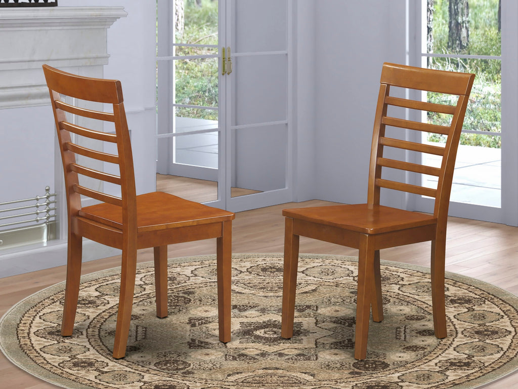 MLC-S9A-7 Set of 2 Wood Dining Chairs with Ladder Back in Warm Brown Finish for Milan Kitchen