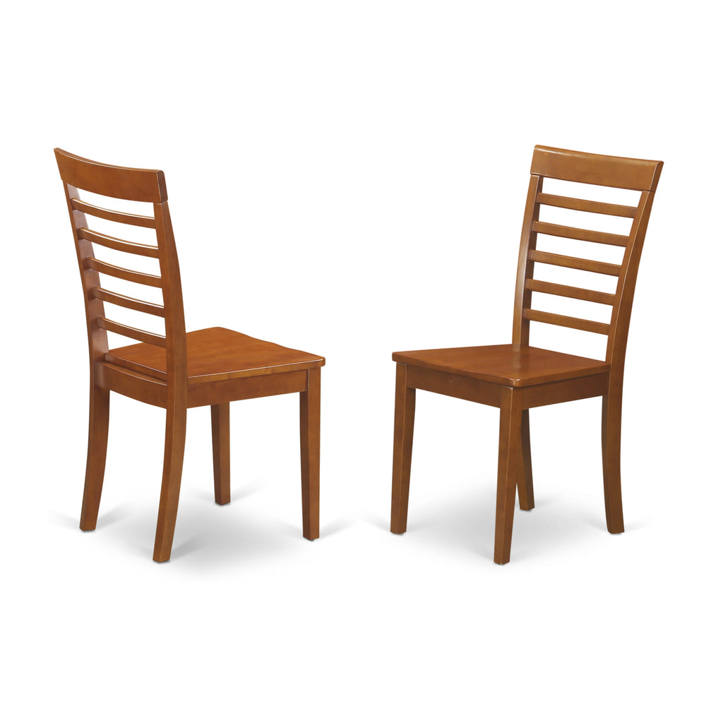 MLC-S9A-7 Set of 2 Wood Dining Chairs with Ladder Back in Warm Brown Finish for Milan Kitchen
