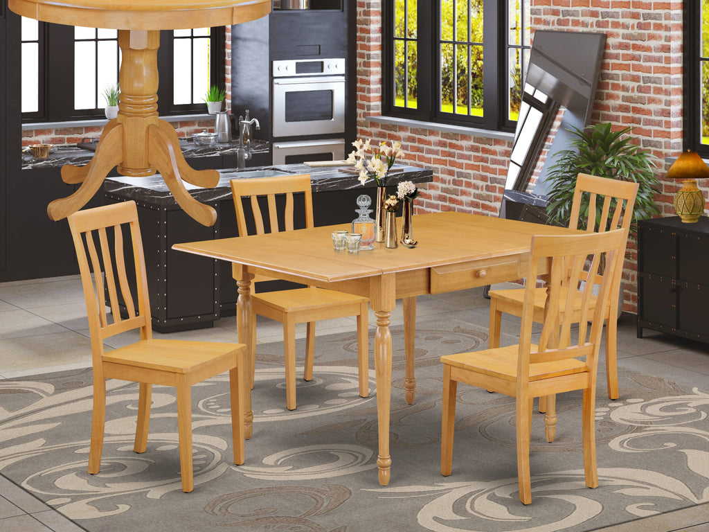 MZAN5-8ON-B 5-Piece Dining Collection with Oak Dropleaf Table and Chairs Set, 36x54