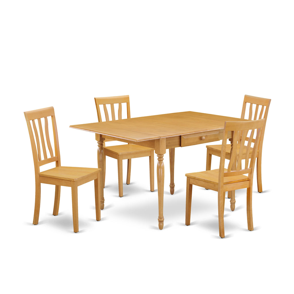 MZAN5-8ON-B 5-Piece Dining Collection with Oak Dropleaf Table and Chairs Set, 36x54