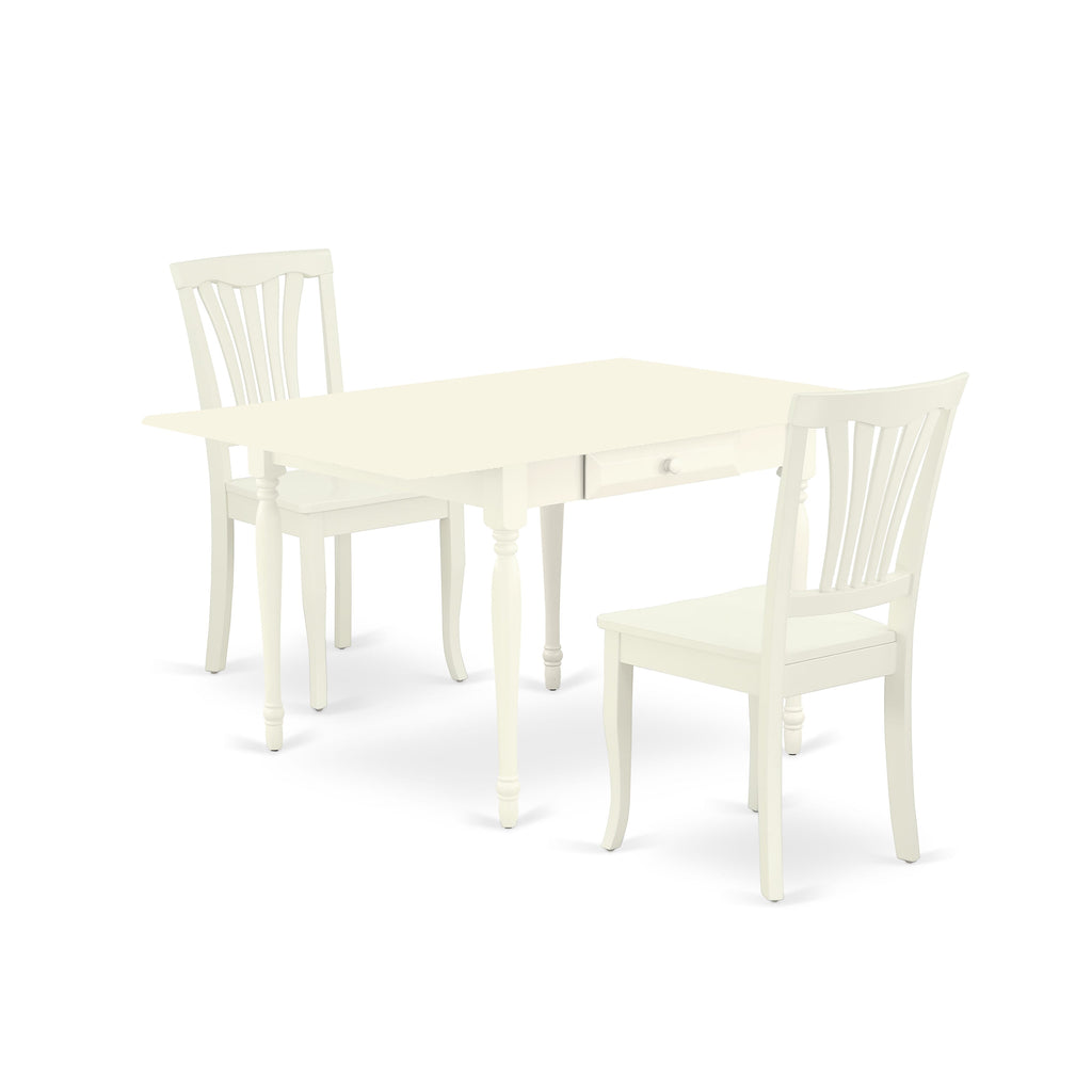 MZAV3-HYU-F 3-Piece Dining Ensemble for Compact Spaces Rectangle Dropleaf Table & Two Chairs, Linen Hue, 36x54