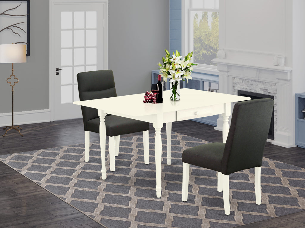 MZBE3-IGN-FV Stylish 3-Piece Set Rectangle Dining Table with Dropleaf & 2 Linen Parson Chairs