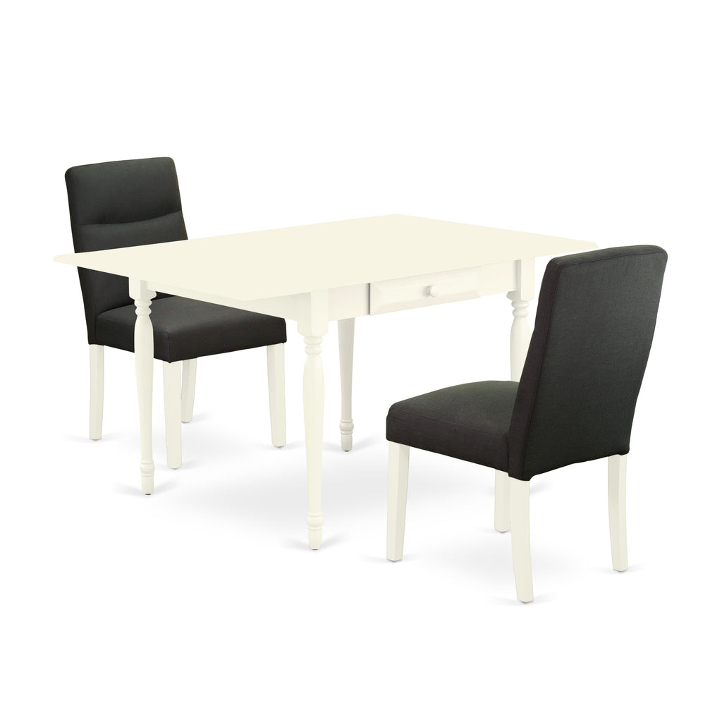 MZBE3-IGN-FV Stylish 3-Piece Set Rectangle Dining Table with Dropleaf & 2 Linen Parson Chairs