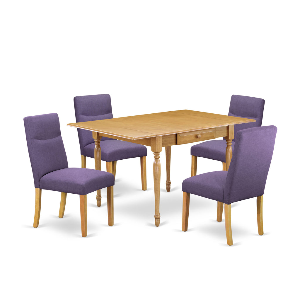 MZBE5-9SO-12 5-Piece Dining Ensemble with Dropleaf Table and Linen Chairs for Cozy Mealtime