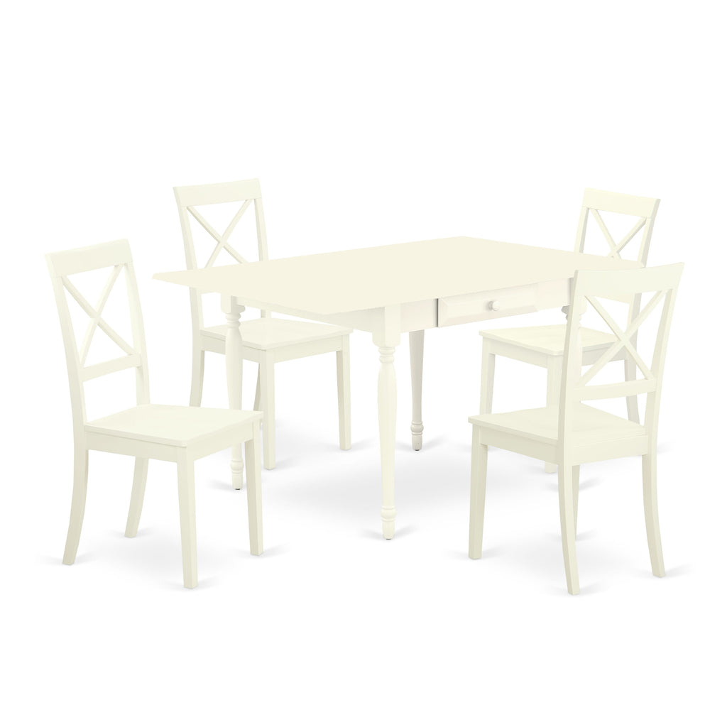 MZBO5-3AJ-N Irresistible 5-Piece Dining Ensemble with Rectangle Table and Classic Wooden Chairs, Linen Finish