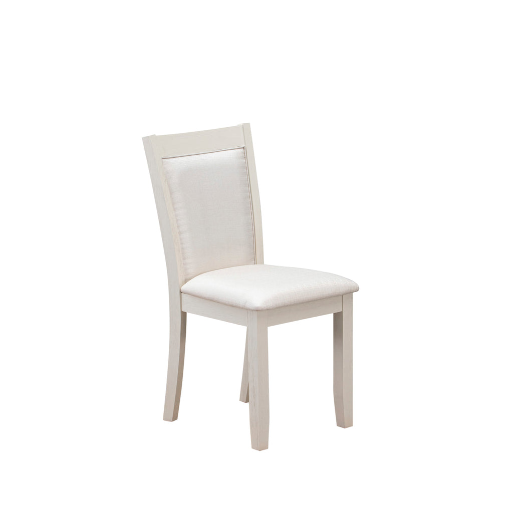 MZC0TXW Monza Dining Chairs in Elegant Cream Upholstery, Set of 2 with Wirebrush Finish in White Linen
