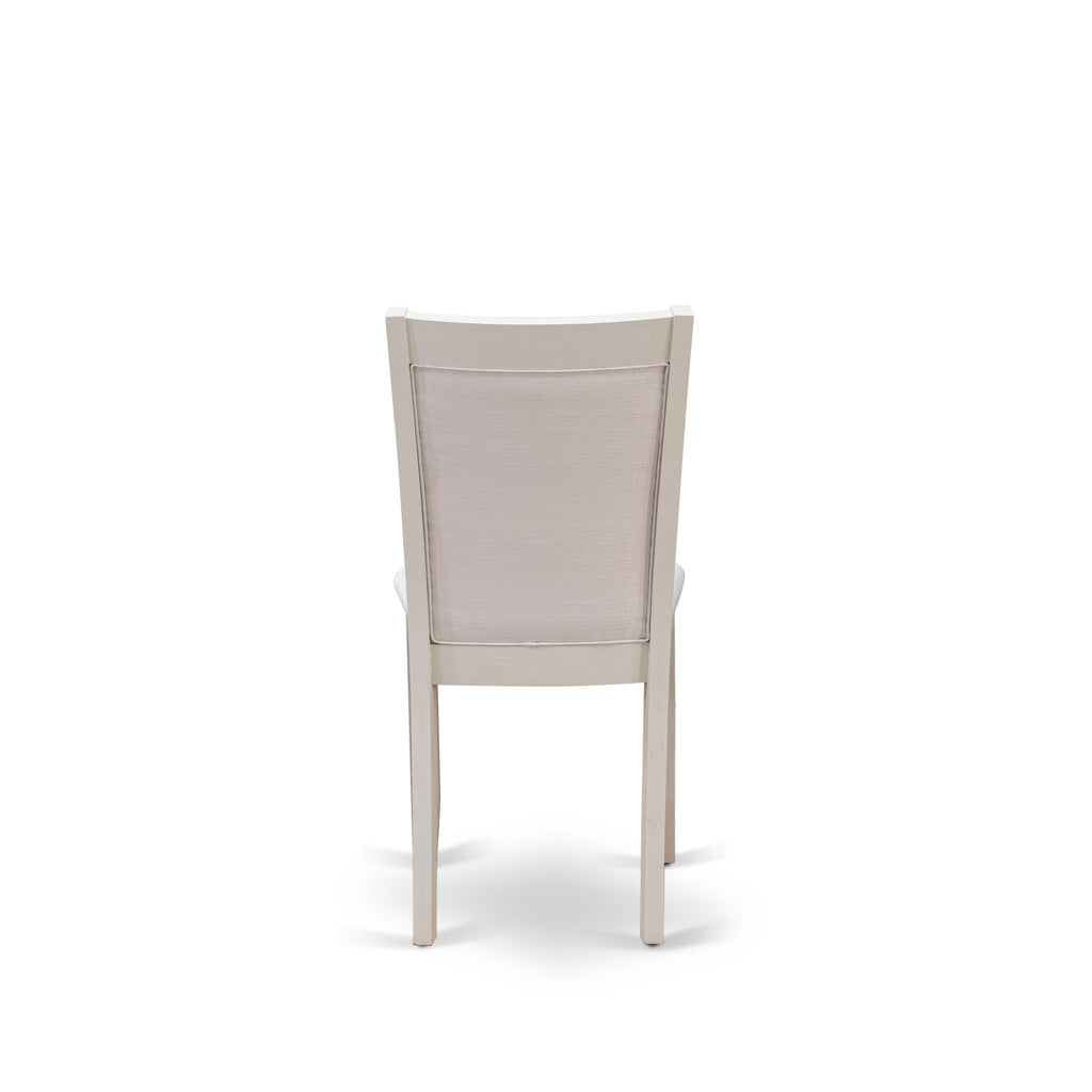 MZC0TXW Monza Dining Chairs in Elegant Cream Upholstery, Set of 2 with Wirebrush Finish in White Linen