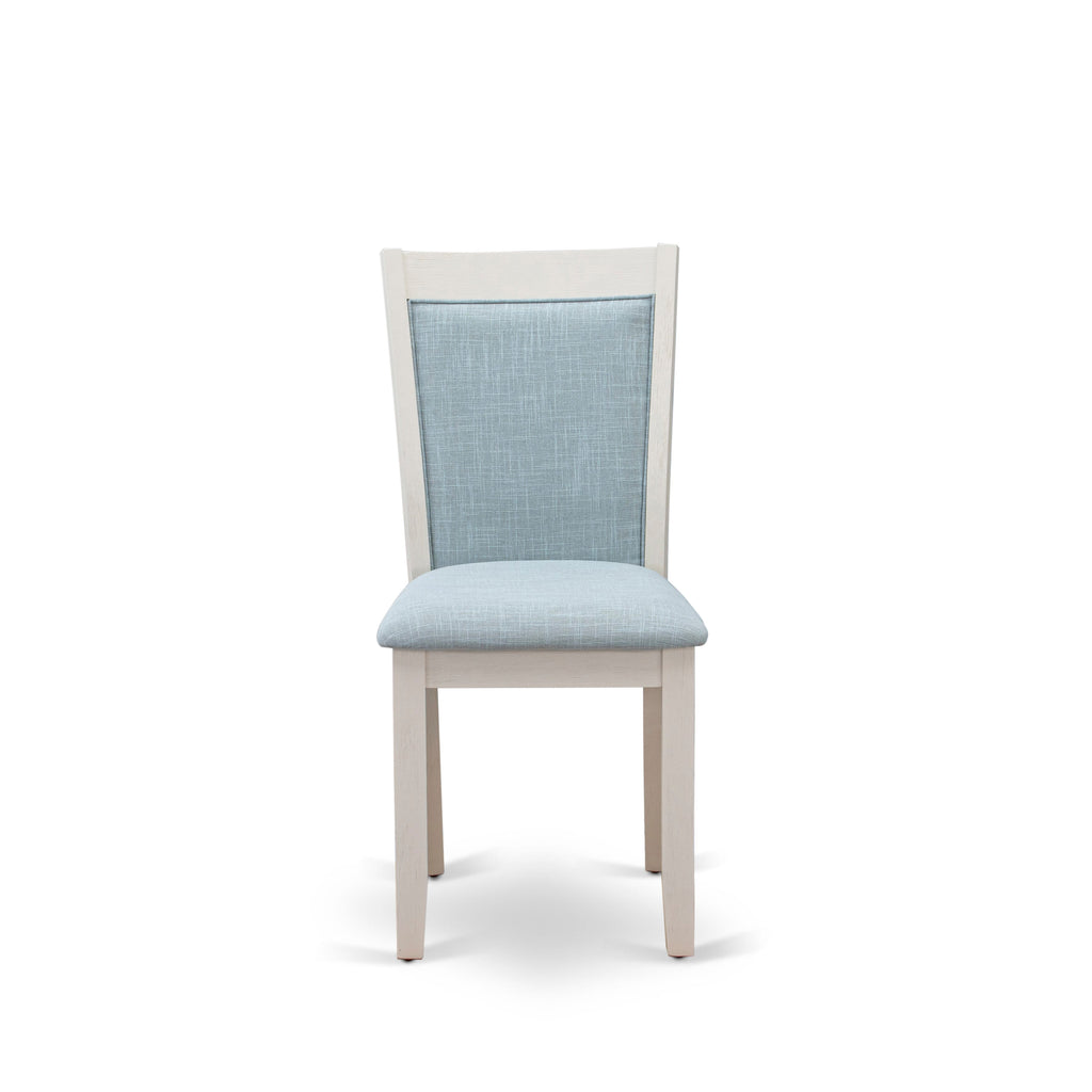 7-Piece Dining Set X077MXOPT-N with X-Leg Table & 6 Blue Fabric Chairs, 40x72 In Dynamic Hues