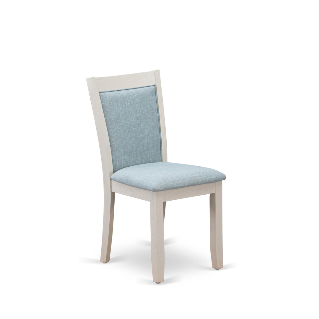 7-Piece Dining Set X077MXOPT-N with X-Leg Table & 6 Blue Fabric Chairs, 40x72 In Dynamic Hues