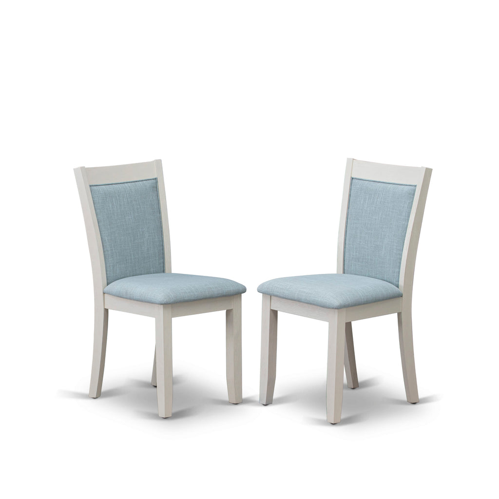 7-Piece Dining Set X077MXOPT-N with X-Leg Table & 6 Blue Fabric Chairs, 40x72 In Dynamic Hues