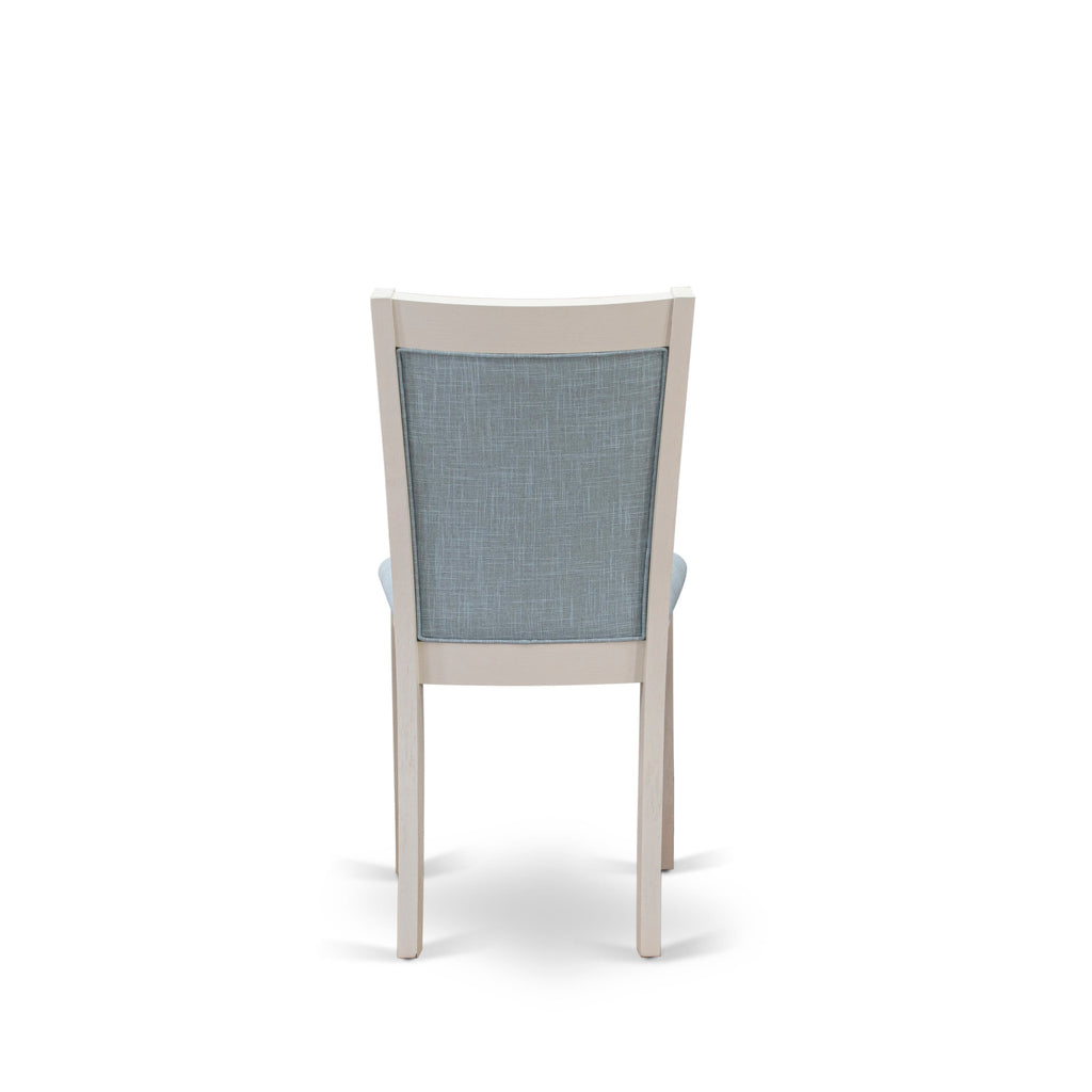 7-Piece Dining Set X077MXOPT-N with X-Leg Table & 6 Blue Fabric Chairs, 40x72 In Dynamic Hues