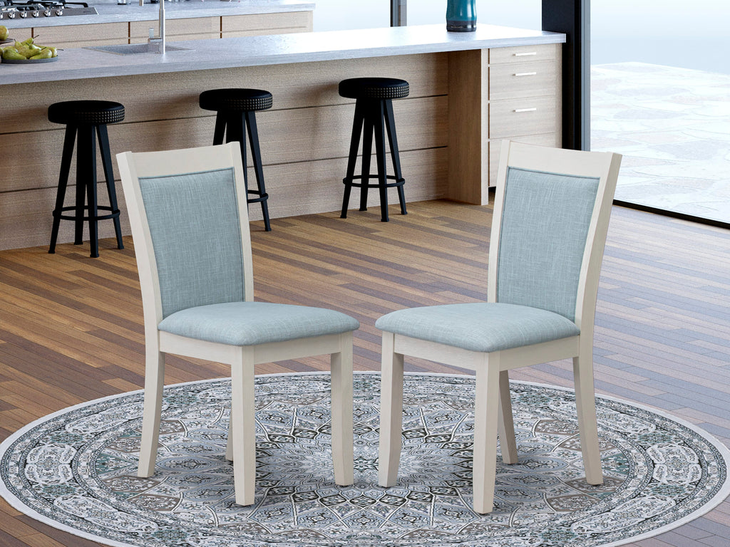 Experience Elegant Comfort with MZC0TGC Baby Blue Padded Dining Chairs, Set of 2, Wirebrushed Finish