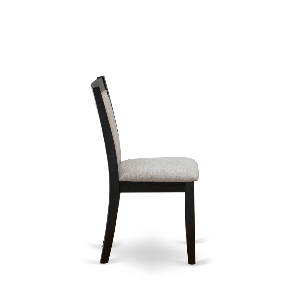 X02MZ-9V2-LC Premium 7-Piece Dining Set with Rectangular Coffee Table, Benches & Fabric Chairs in Black