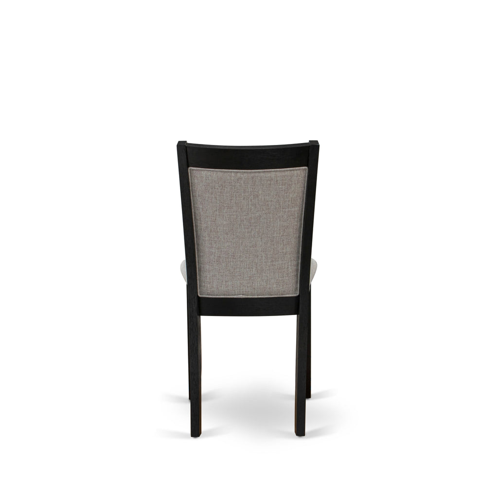 ANMZ3-3KF-1J | 3-Piece Dining Set with Round Table & Upholstered Chairs in Wirebrushed Black Finish