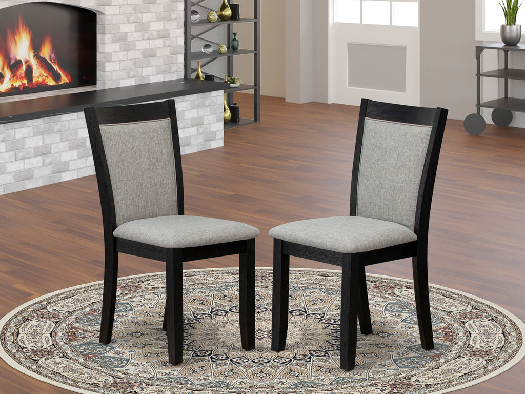 MZC6TA2 Duo of Monza Dining Chairs in Shitake Linen and Wirebrushed Black Finish
