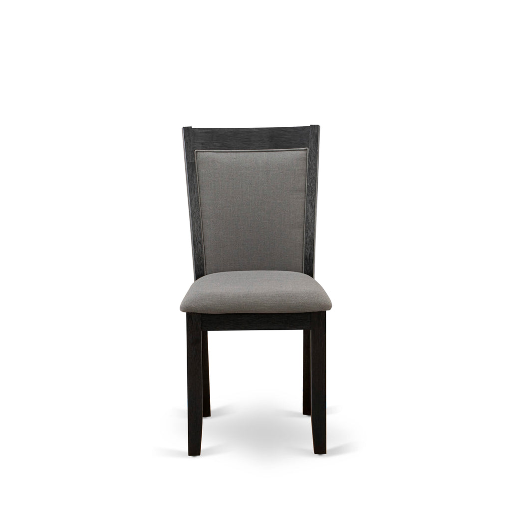 MZC6TS5 Monza Parson Dining Room Chairs Pair - Dark Grey Padded Linen Seats on Wirebrushed Black Frames