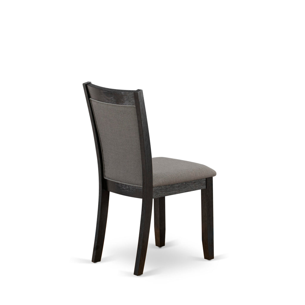 MZC6TS5 Monza Parson Dining Room Chairs Pair - Dark Grey Padded Linen Seats on Wirebrushed Black Frames
