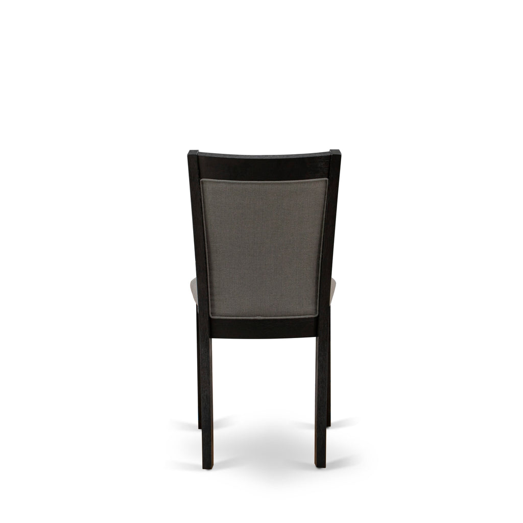 MZC6TS5 Monza Parson Dining Room Chairs Pair - Dark Grey Padded Linen Seats on Wirebrushed Black Frames