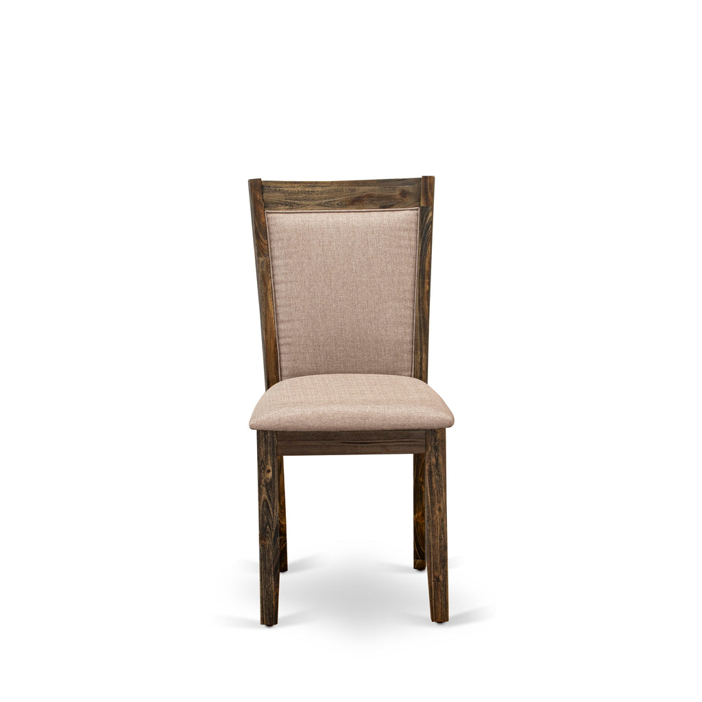 X776MML9N-J 7-Piece Dining Set with Rectangular Table, X-Legs & 6 Dark Khaki Fabric Parson Chairs