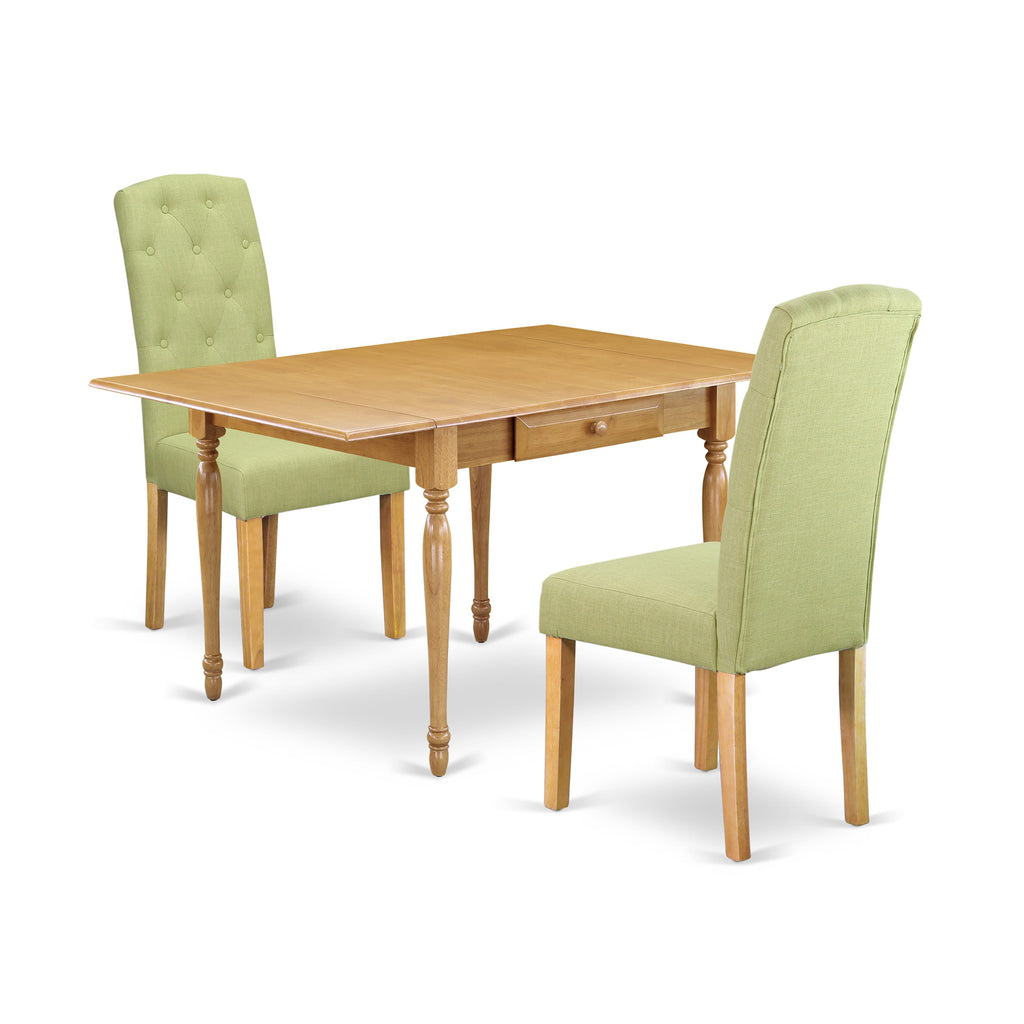 Elegantly Crafted Dining Ensemble MZCE3-V47-9Z Versatile Rectangular Table & 2 Upholstered Chairs
