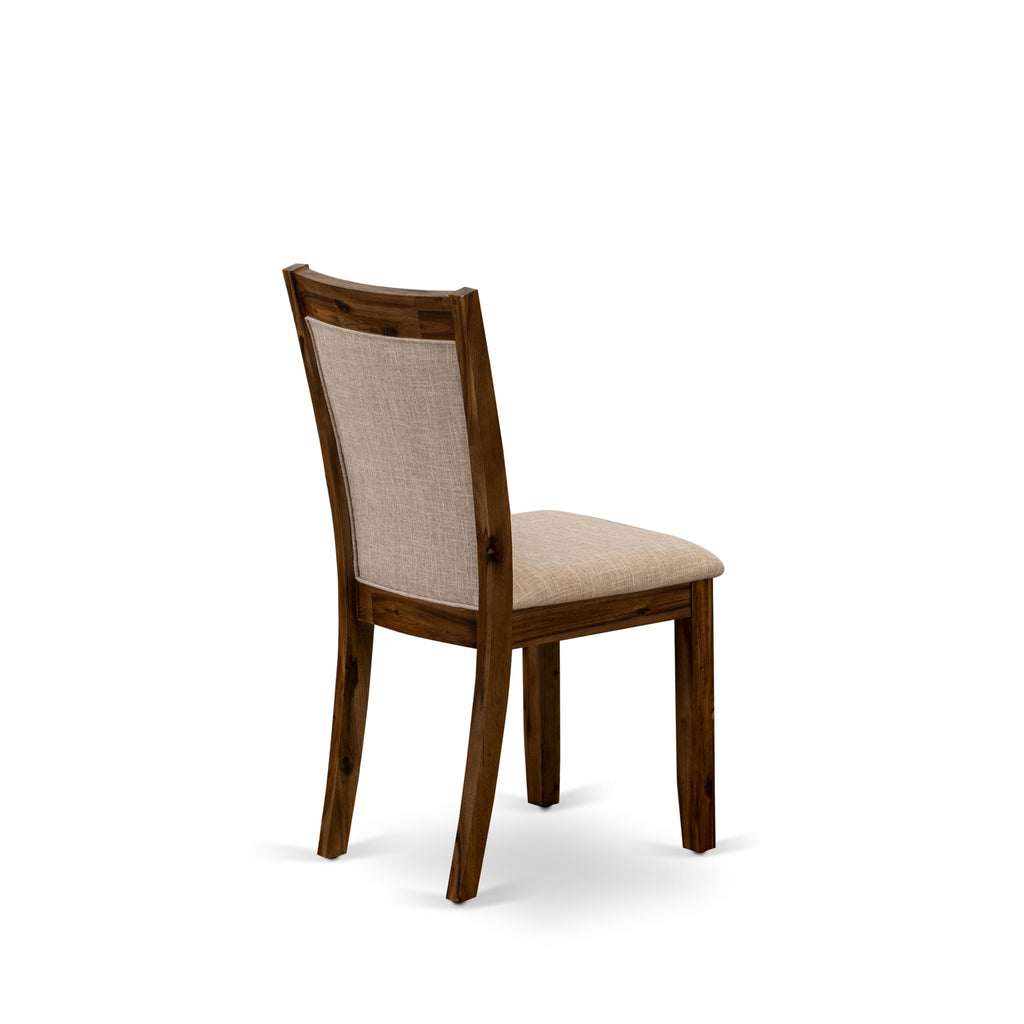 I3MZ5-0R4 5-Piece Contemporary Dining Ensemble Featuring Pedestal Table & Light Tan Upholstery Chairs