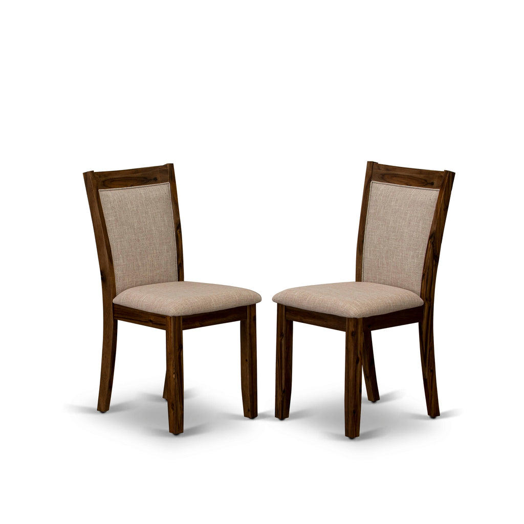 I3MZ5-0R4 5-Piece Contemporary Dining Ensemble Featuring Pedestal Table & Light Tan Upholstery Chairs