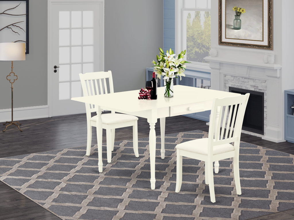 MZDA3-ZJB-3 3-Piece Set with Versatile Drop Leaf Table & Upholstered Seats for Charming Dining Room Decor