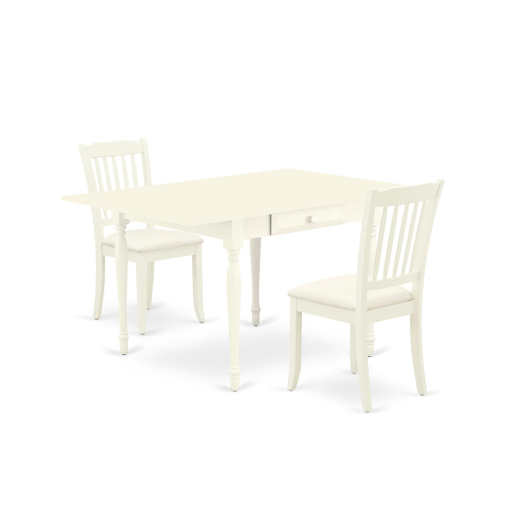 MZDA3-ZJB-3 3-Piece Set with Versatile Drop Leaf Table & Upholstered Seats for Charming Dining Room Decor