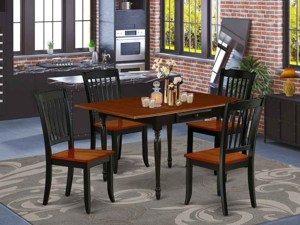 MZDA5-2CL-Z 5 Piece Dining Set with Rectangle Table & Seats, Black & Cherry, 36x54 Inch