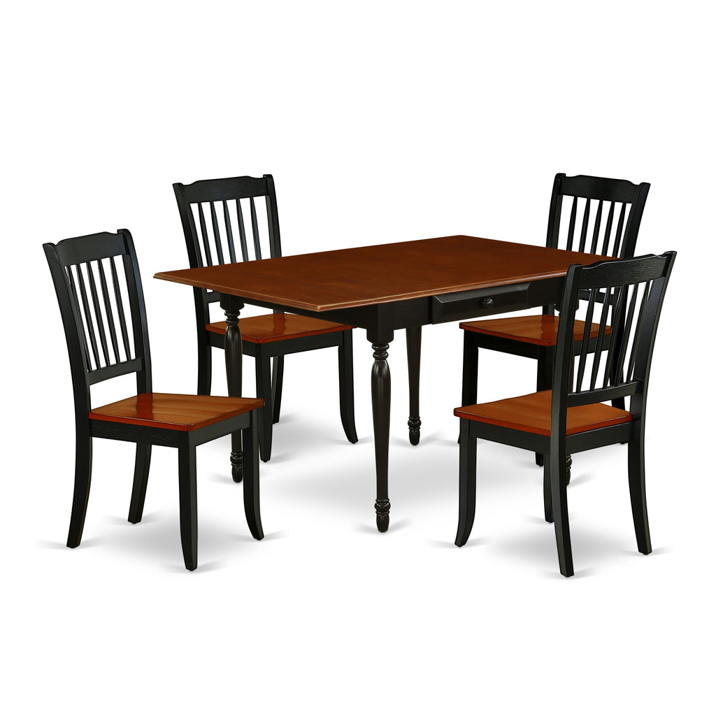 MZDA5-2CL-Z 5 Piece Dining Set with Rectangle Table & Seats, Black & Cherry, 36x54 Inch