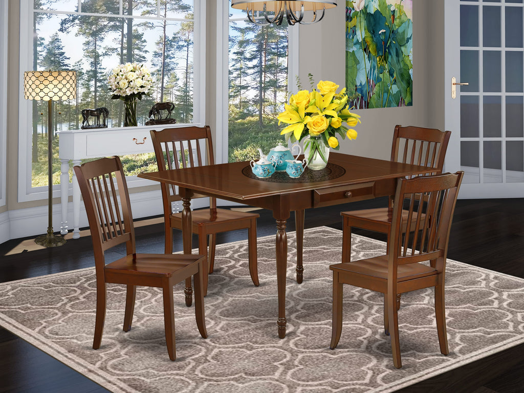 MZDA5-YGP-Z 5-Piece Mahogany Dining Set with Rectangle Table and 4 Chairs, 36x54