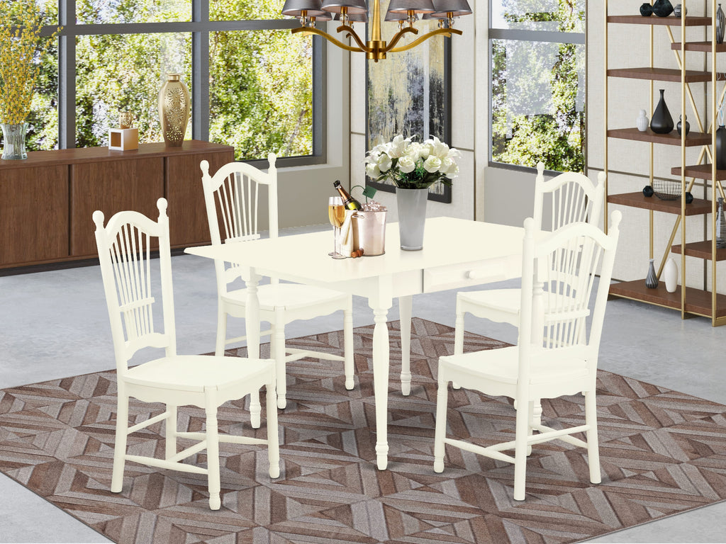 MZDO5-0XN-F Five-Piece Dining Suite with Extendable Table and Chairs in Soft White Finish