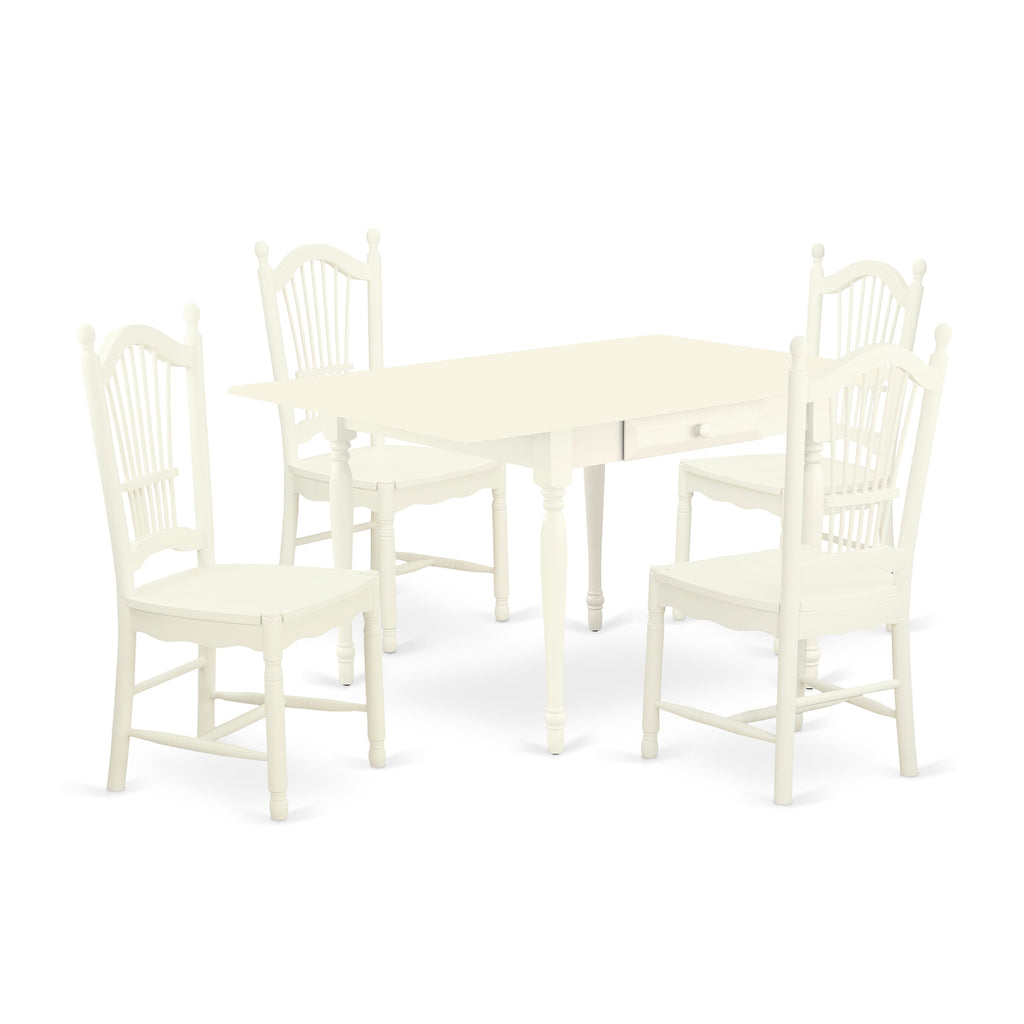 MZDO5-0XN-F Five-Piece Dining Suite with Extendable Table and Chairs in Soft White Finish