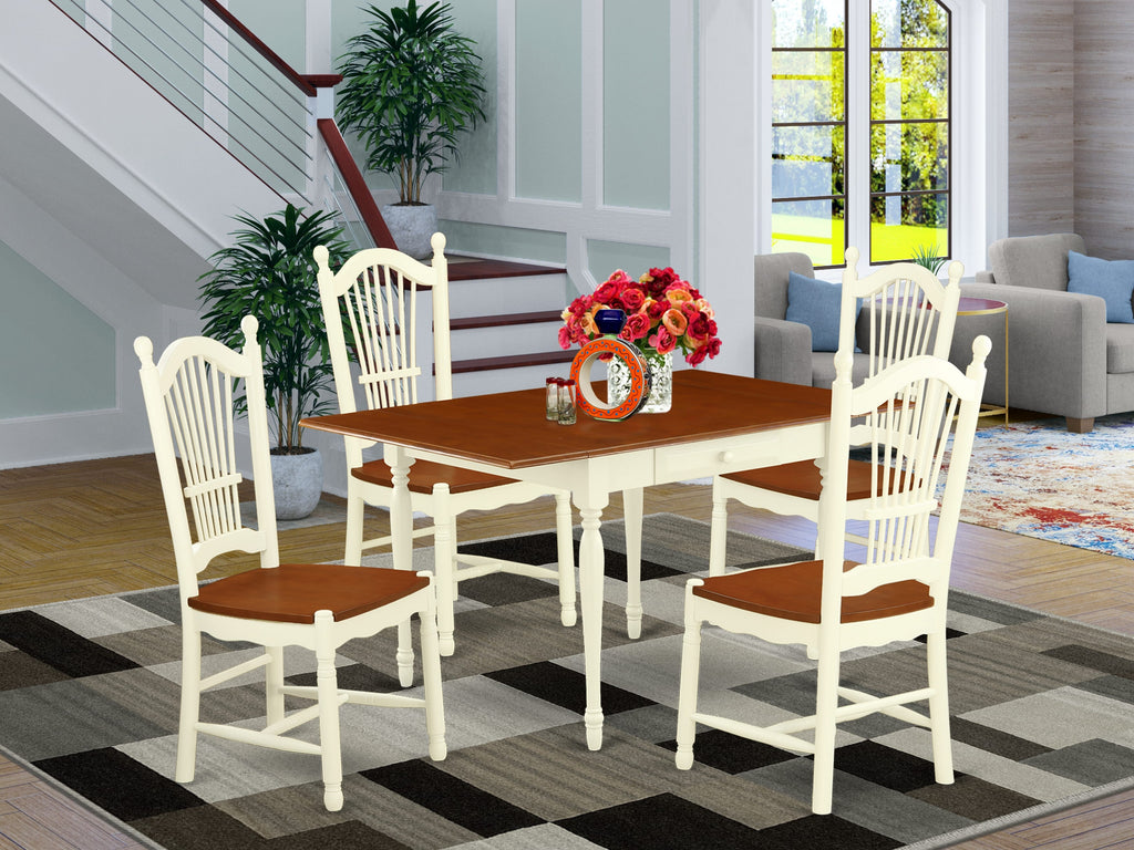 MZDO5-APO-Q Classic 5-Piece Dining Set with Dropleaf Table and Chairs, Buttermilk & Cherry - 36x54