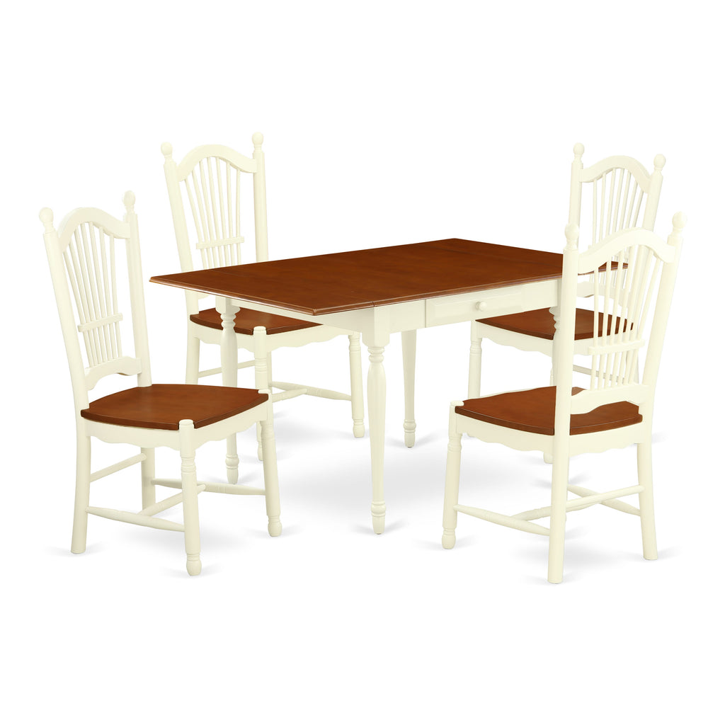 MZDO5-APO-Q Classic 5-Piece Dining Set with Dropleaf Table and Chairs, Buttermilk & Cherry - 36x54