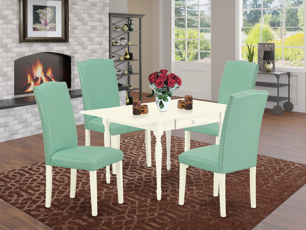 5-Piece Dining Set MZEN5-VKF-53 with Dropleaf Table & Faux Leather Chairs, 36x54