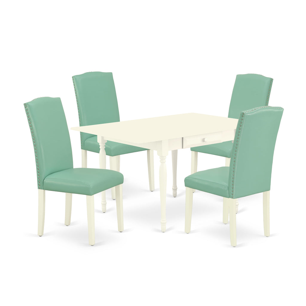 5-Piece Dining Set MZEN5-VKF-53 with Dropleaf Table & Faux Leather Chairs, 36x54