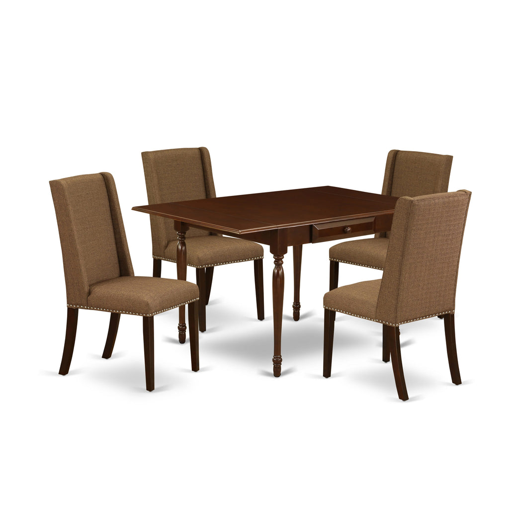 5-Piece Dining Ensemble with Dropleaf Table & 4 Linen Chairs MZFL5-C32-DD Mahogany Charm