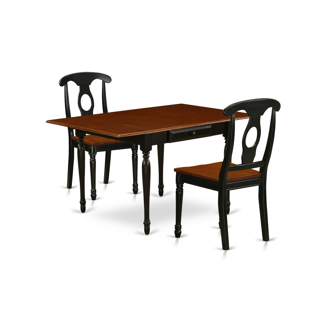 MZKE3-MK0-Y Three Piece Dining Furniture Set with Rectangular Drop Leaf Table and Chairs, Black & Cherry, 36x54
